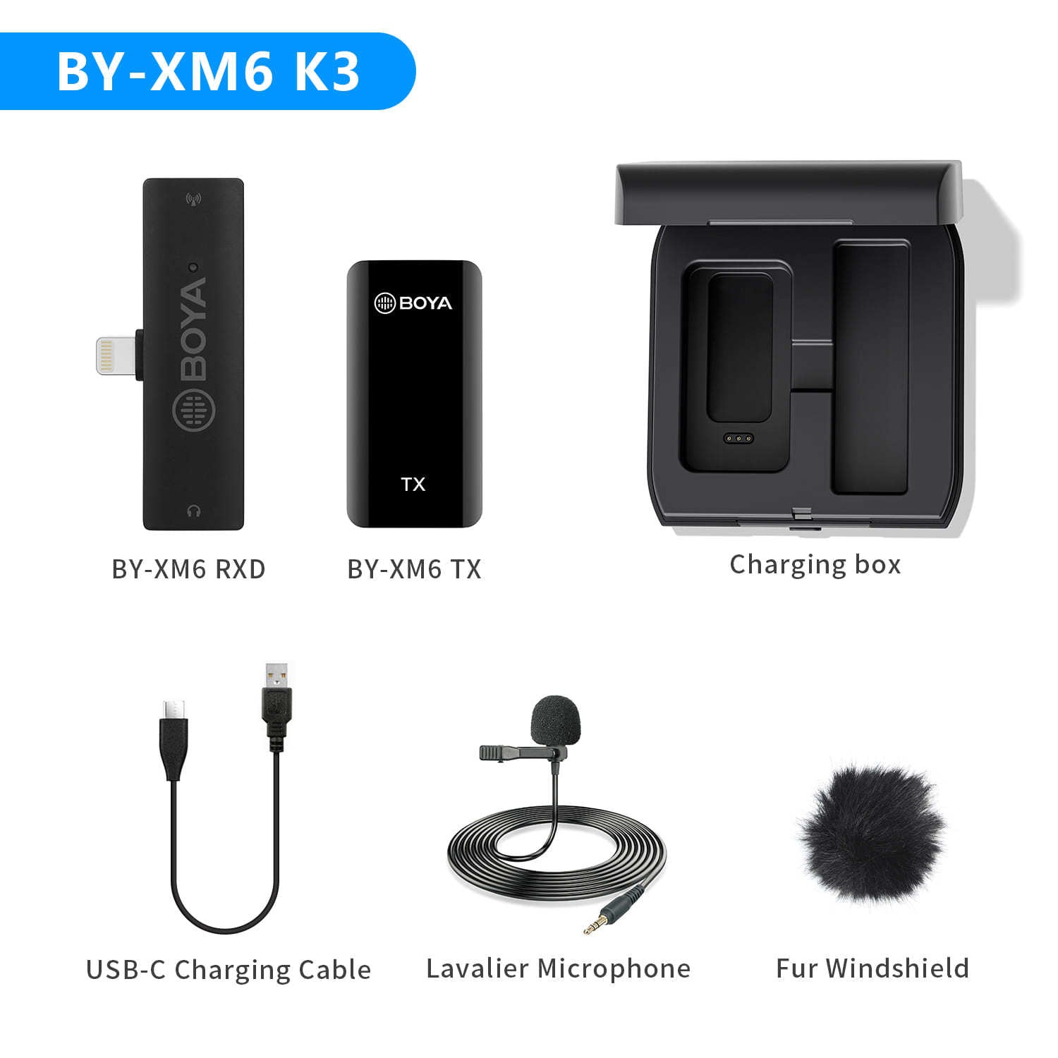 BOYA BY-XM6 wireless clip-on mic set with TX/RXD and charging box Lavalier mic on Tampa Home & Garden Store