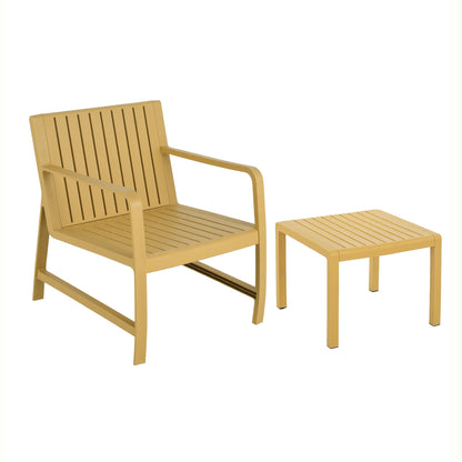 Orange waterproof two-piece outdoor patio set with slat-back chair and table by HouseOfZazla on Tampa Home & Garden Store