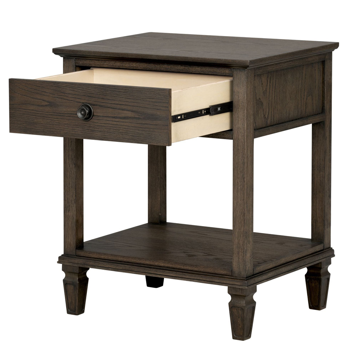 Bedside Table with Drawer and Shelf dark brown solid wood by HouseOfZazla on Tampa Home & Garden Store