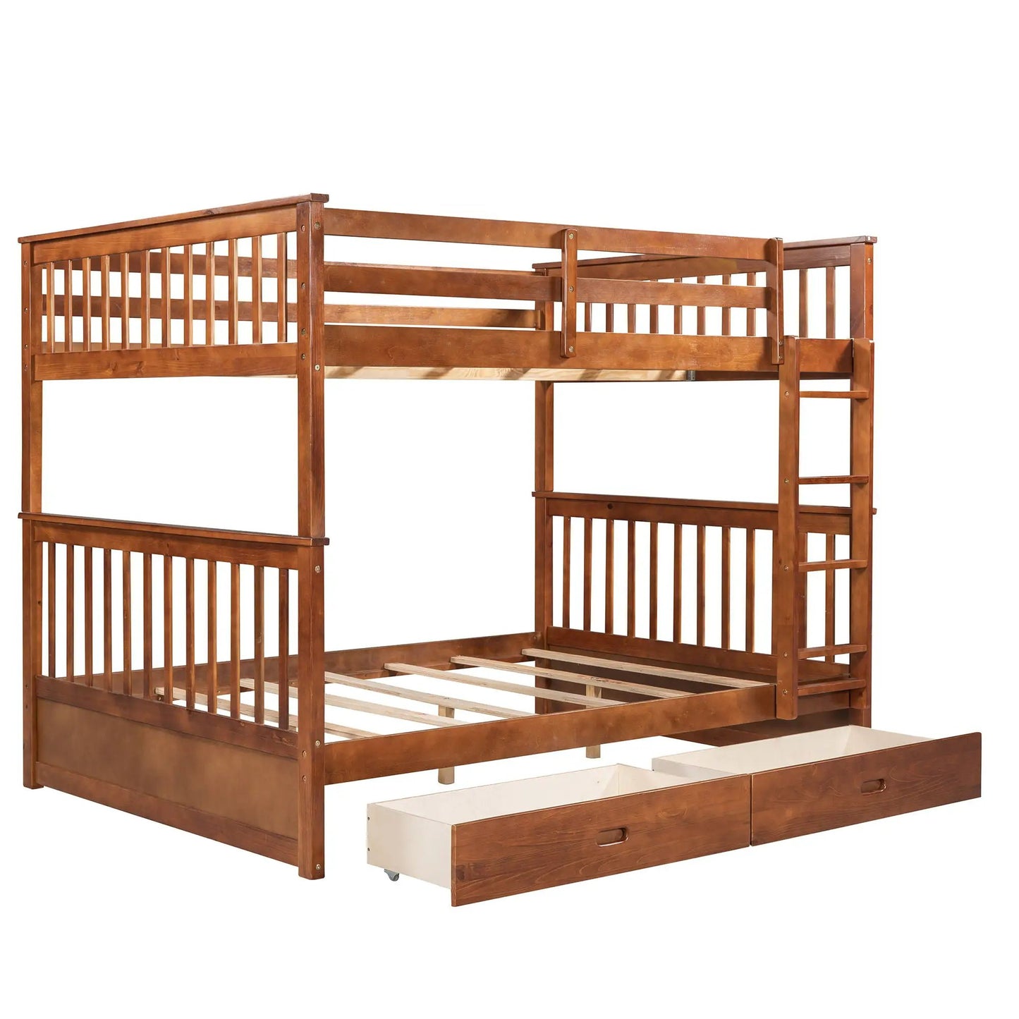 Bunk Bed with Ladders and 2 Storage Drawers in warm brown wood by Unique Piece Furniture on Tampa Home & Garden Store