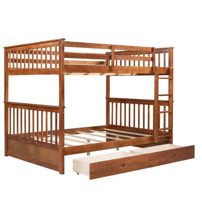 Bunk Bed with Ladders and 2 Storage Drawers in warm brown wood by Unique Piece Furniture on Tampa Home & Garden Store