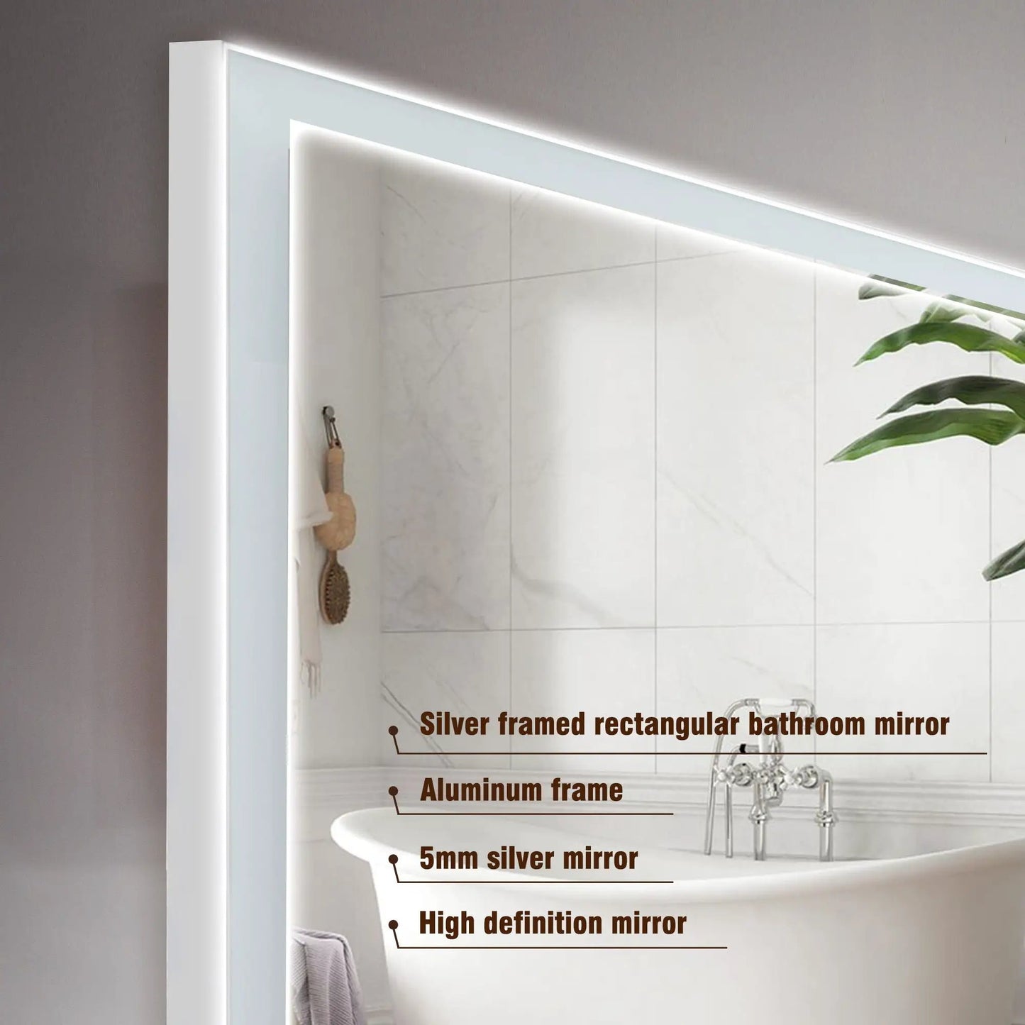 Modern LED Vanity Mirror with Aluminum Frame