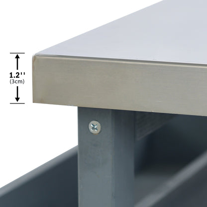 K&K Outdoor Kitchen Island close-up of brushed stainless steel cabinet edge on Tampa Home & Garden Store