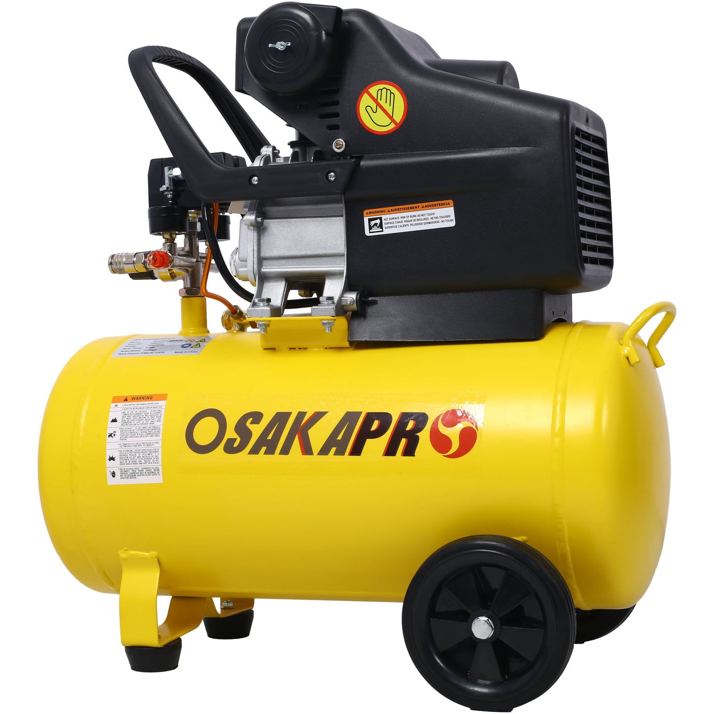 3.5HP portable oil-lubricated air compressor with yellow tank and black housing by HouseOfZazla on Tampa Home & Garden Store