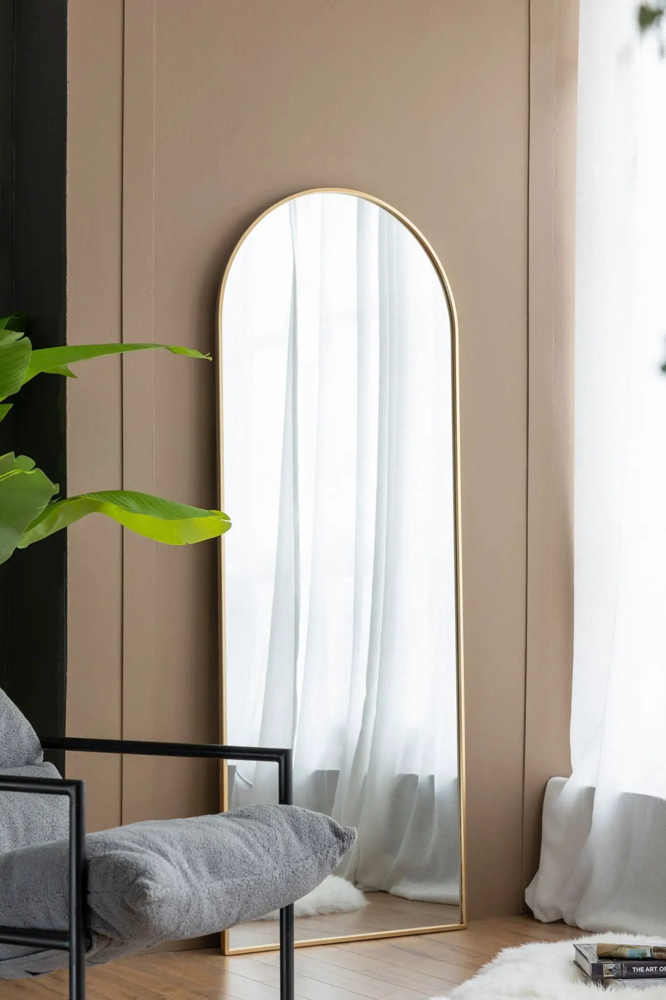 Celine Arch Body Mirror, gold-framed arch-style floor mirror by Unique Piece Furniture on Tampa Home & Garden Store