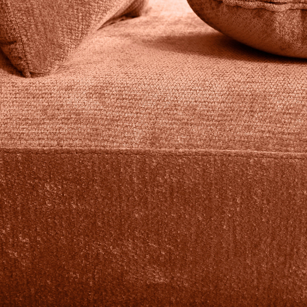 Sectional sofa fabric closeup in warm brown textured upholstery HouseOfZazla 140 curved chaise on Tampa Home & Garden Store
