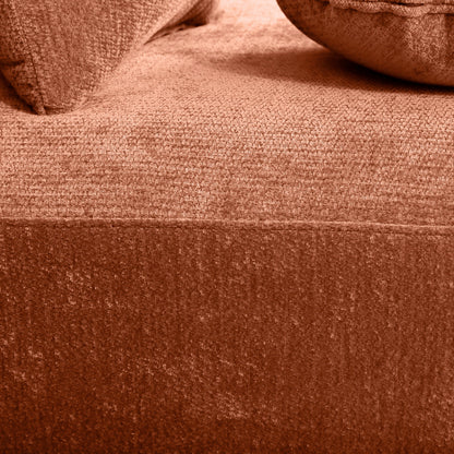 Sectional sofa fabric closeup in warm brown textured upholstery HouseOfZazla 140 curved chaise on Tampa Home & Garden Store