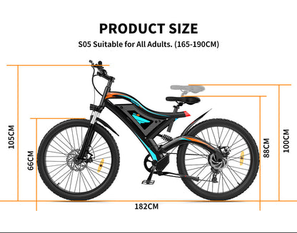 Electric fat-tire bike 26in, 500W rear motor, UpTrend Deals, front suspension, blue accents on Tampa Home & Garden Store