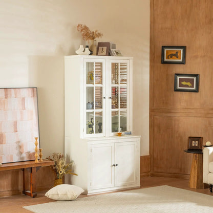 Retro Hutch Cabinet With Glass Doors for Home