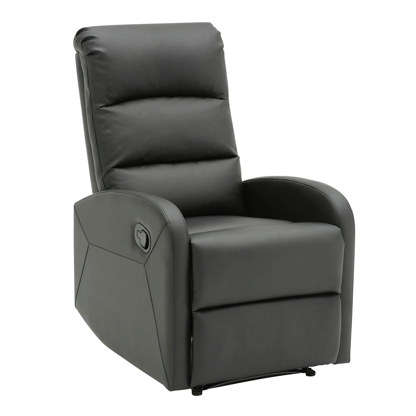 Dormi Contemporary Recliner Chair by HouseOfZazla in black leather with padded back and arms on Tampa Home & Garden Store