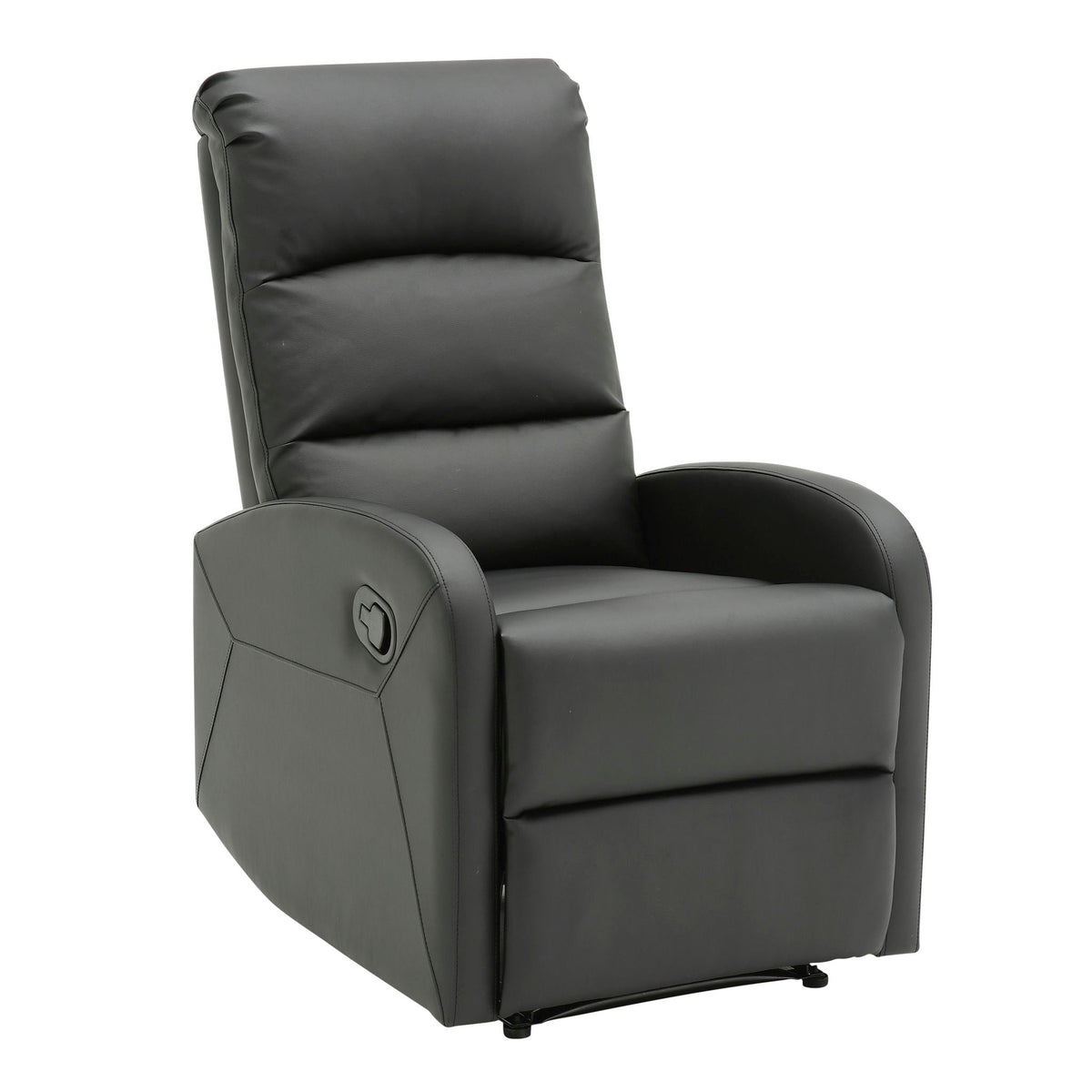 Dormi Contemporary Recliner Chair by HouseOfZazla in black leather with padded back and arms on Tampa Home & Garden Store
