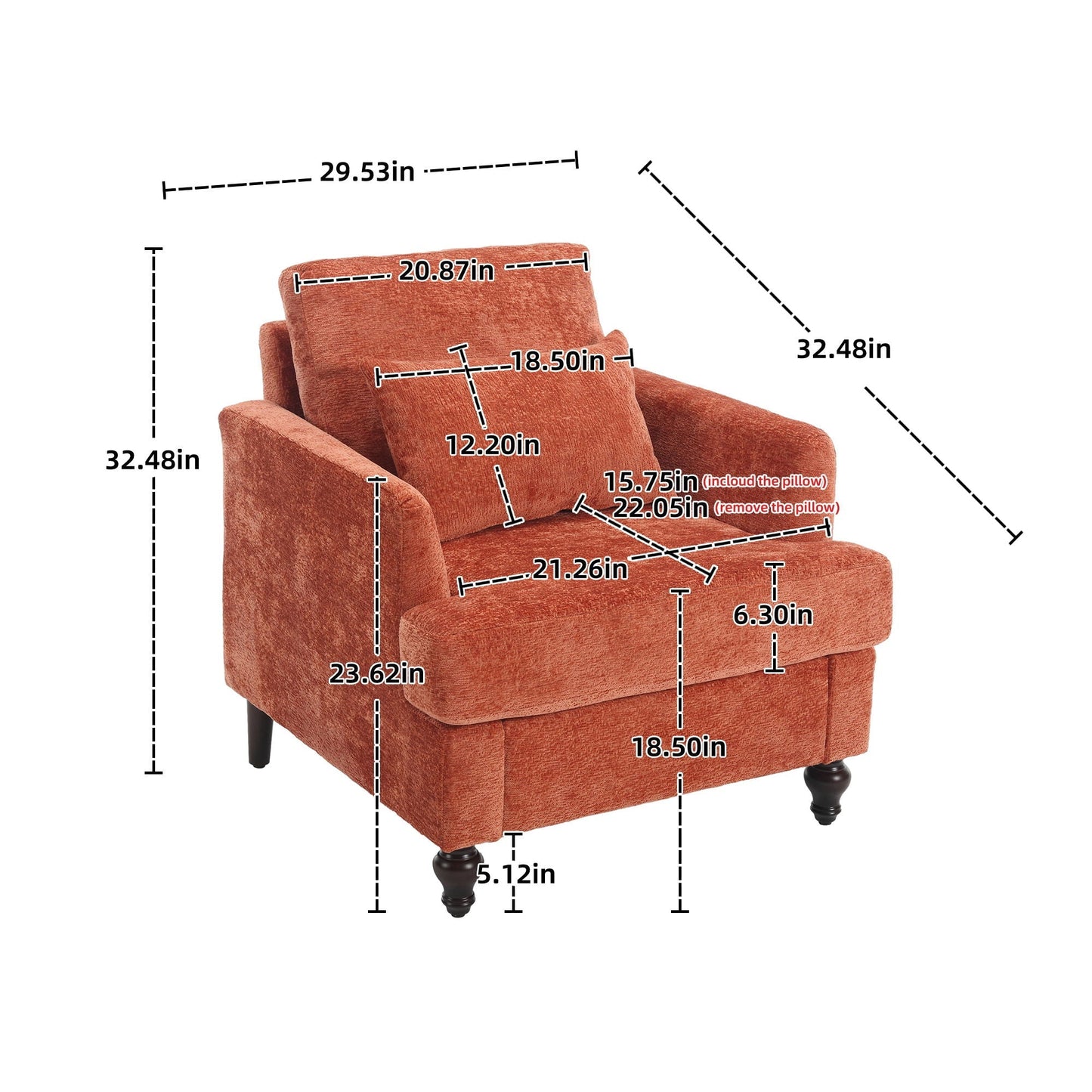 HouseOfZazla modern mid century wood frame armchair with tufted orange upholstery on Tampa Home & Garden Store