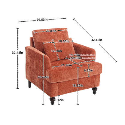 HouseOfZazla modern mid century wood frame armchair with tufted orange upholstery on Tampa Home & Garden Store