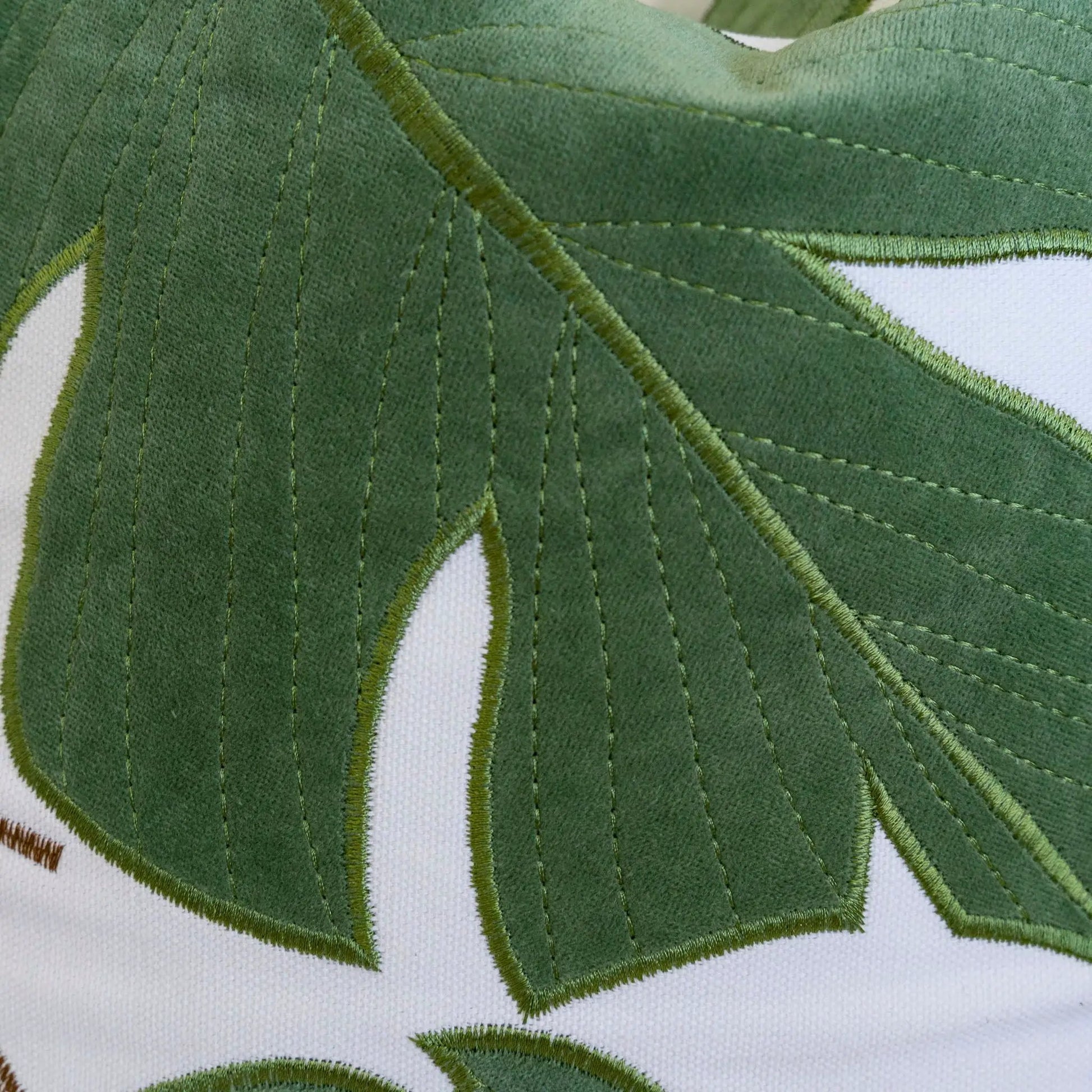 Autumn Vibes Leaf Accent Pillow green quilted leaf pattern by Unique Piece Furniture on Tampa Home & Garden Store