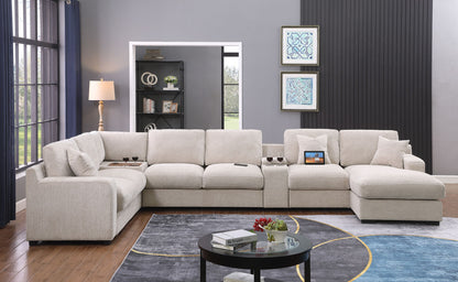 Celine fabric corner sectional with right-facing chaise, cupholders, charging ports on Tampa Home & Garden Store