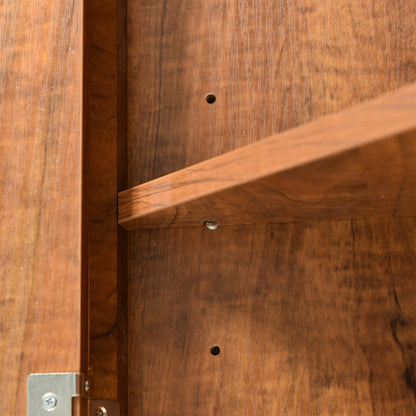 Triangle bathroom storage cabinet interior with adjustable shelf holes in wood HouseOfZazla on Tampa Home & Garden Store