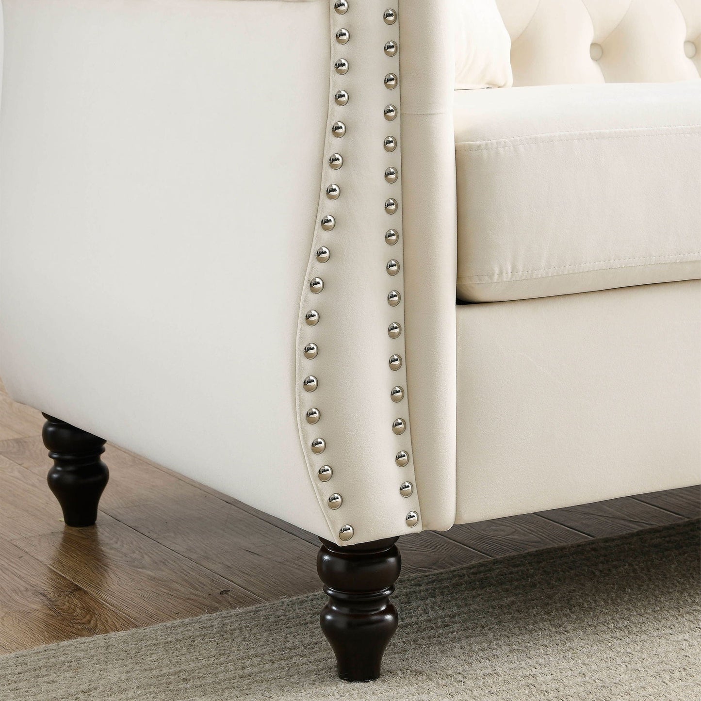 Chesterfield Sofa With Nailhead Trim and Cushions