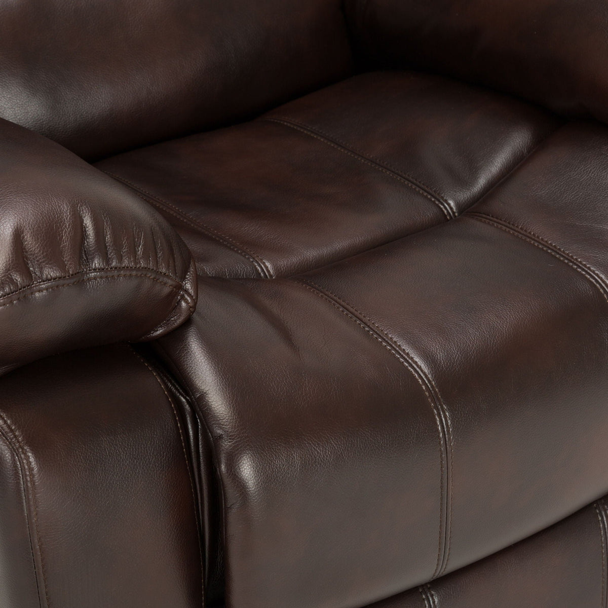 Charlotte glider recliner leather upholstery close-up with brown stitching details HouseOfZazla on Tampa Home & Garden Store