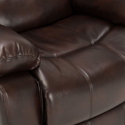 Charlotte glider recliner leather upholstery close-up with brown stitching details HouseOfZazla on Tampa Home & Garden Store