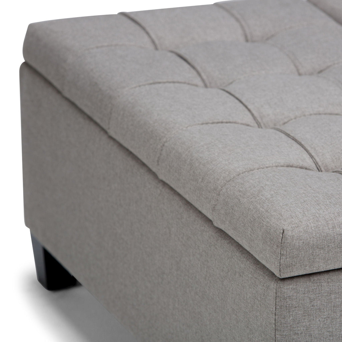Harrison Tufted Lift Top and Storage Ottoman in gray fabric by HouseOfZazla on Tampa Home & Garden Store
