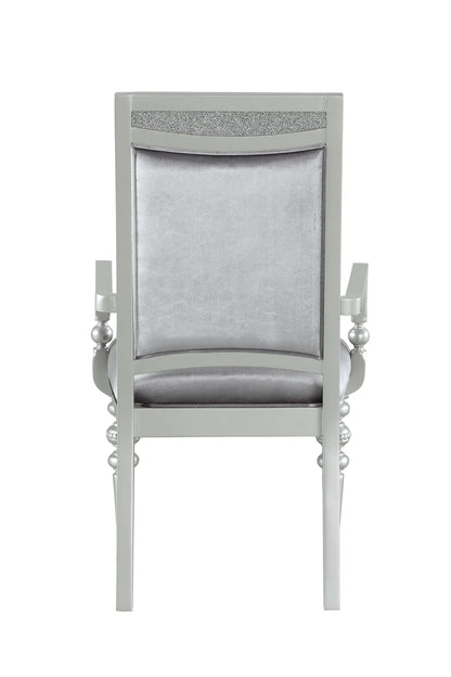 Maverick Arm Chair Set of 2 by Unique Piece Furniture in silver with gray upholstery on Tampa Home & Garden Store
