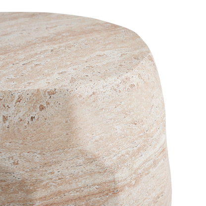 Indoor And Outdoor Beige Travertine Side Table