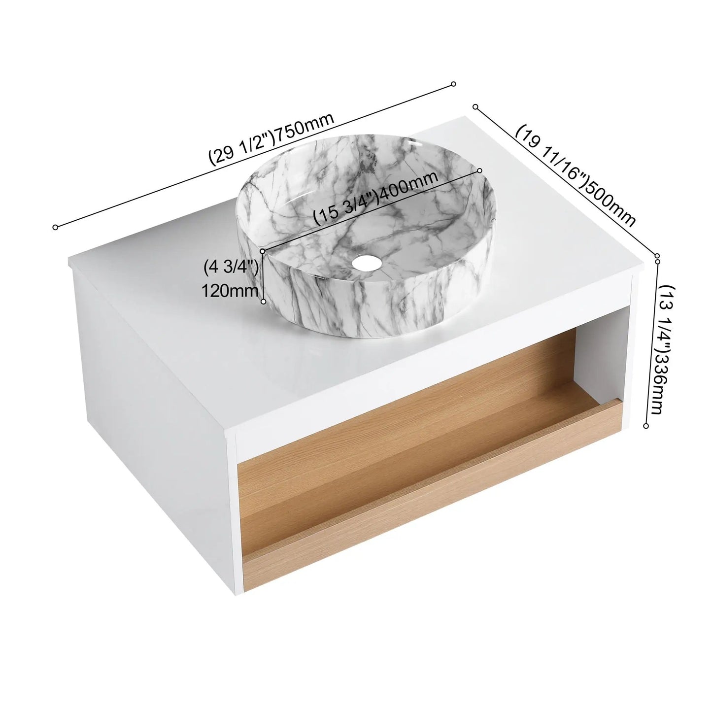 Floating Bathroom Vanity with Vessel Sink