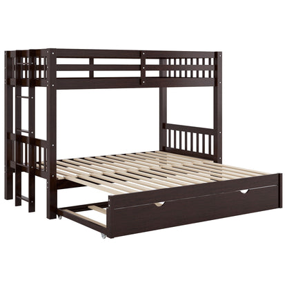 Smooth Mobility Bunk Bed With Trundle by HouseOfZazla, espresso wood frame with ladder on Tampa Home & Garden Store