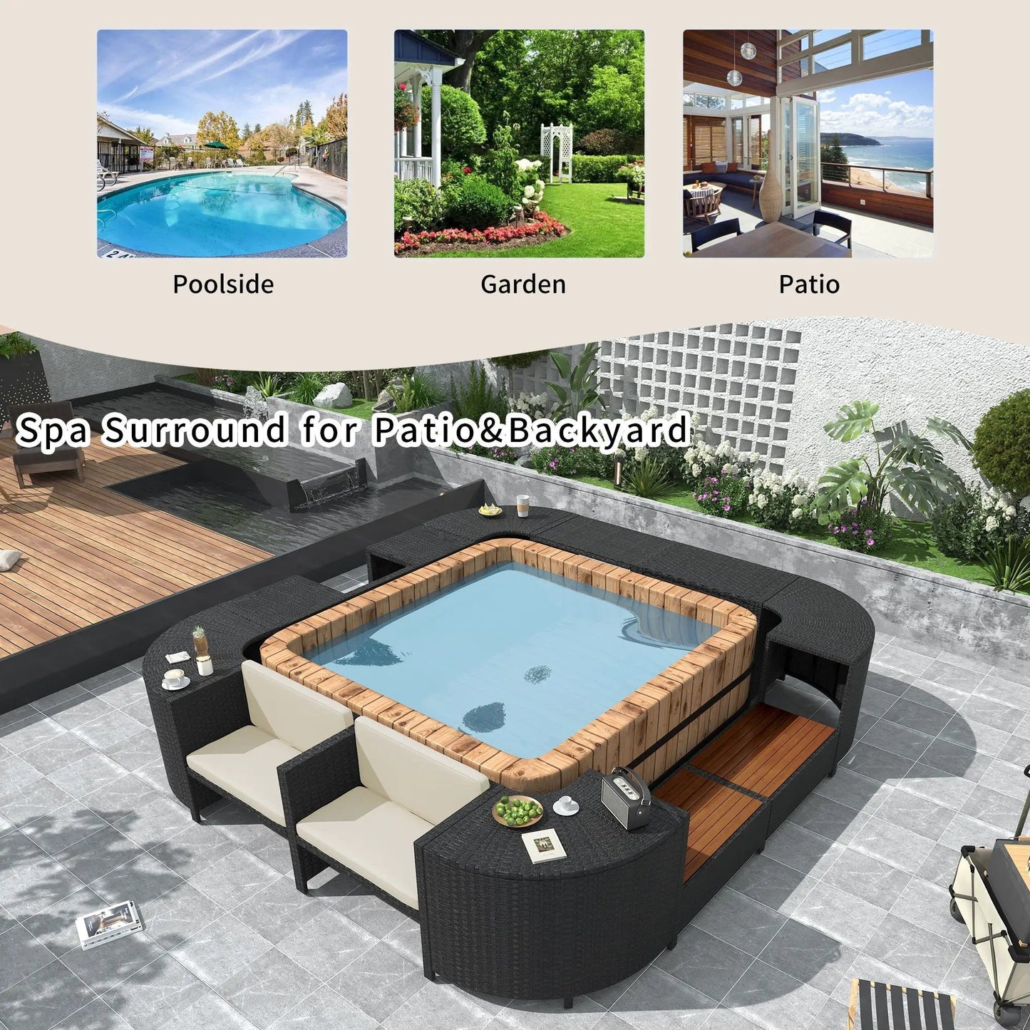 Spa Surround Outdoor Rattan Sectional Sofa Set