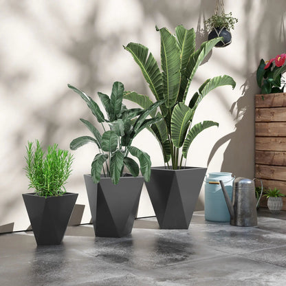 Outsunny Tall Stackable Planters Set Of 3 Gray