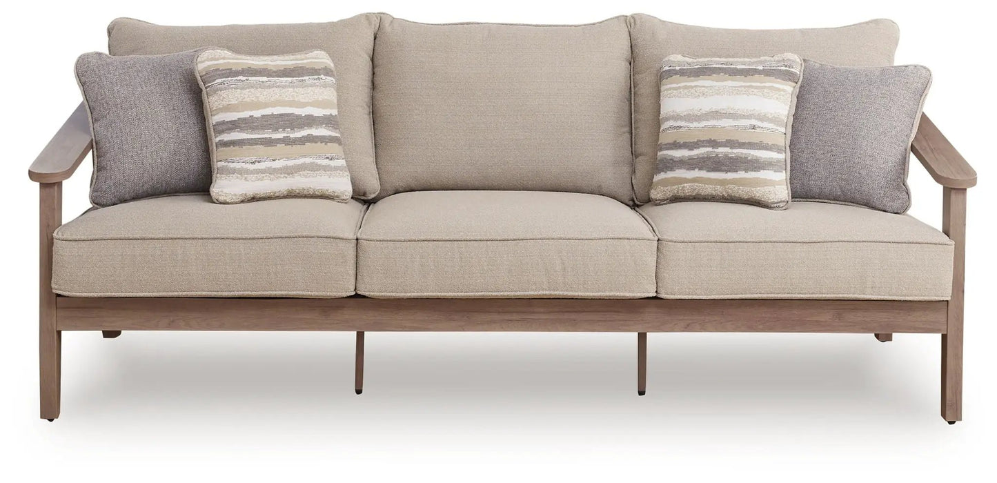 Harmony Headlands sofa, natural gray fabric on wood frame by Unique Piece Furniture on Tampa Home & Garden Store