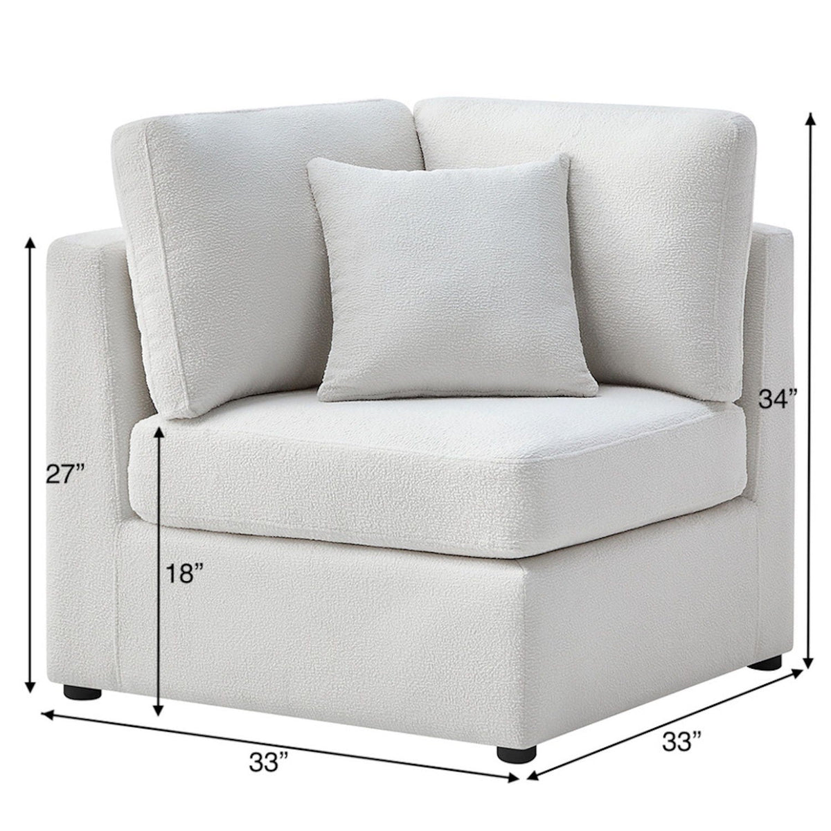 Corner wedge chair with reversible cushions in beige/gray textured fabric by HouseOfZazla on Tampa Home & Garden Store