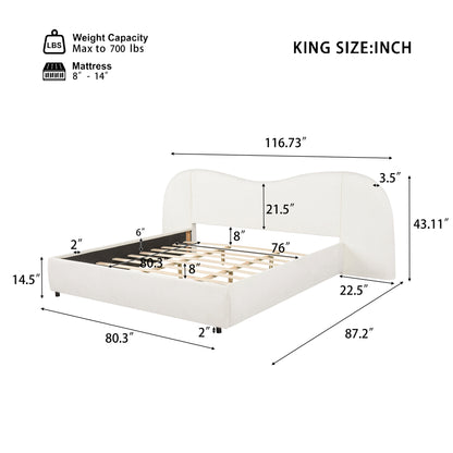 King Size Upholstered Bed with Boucle Headboard