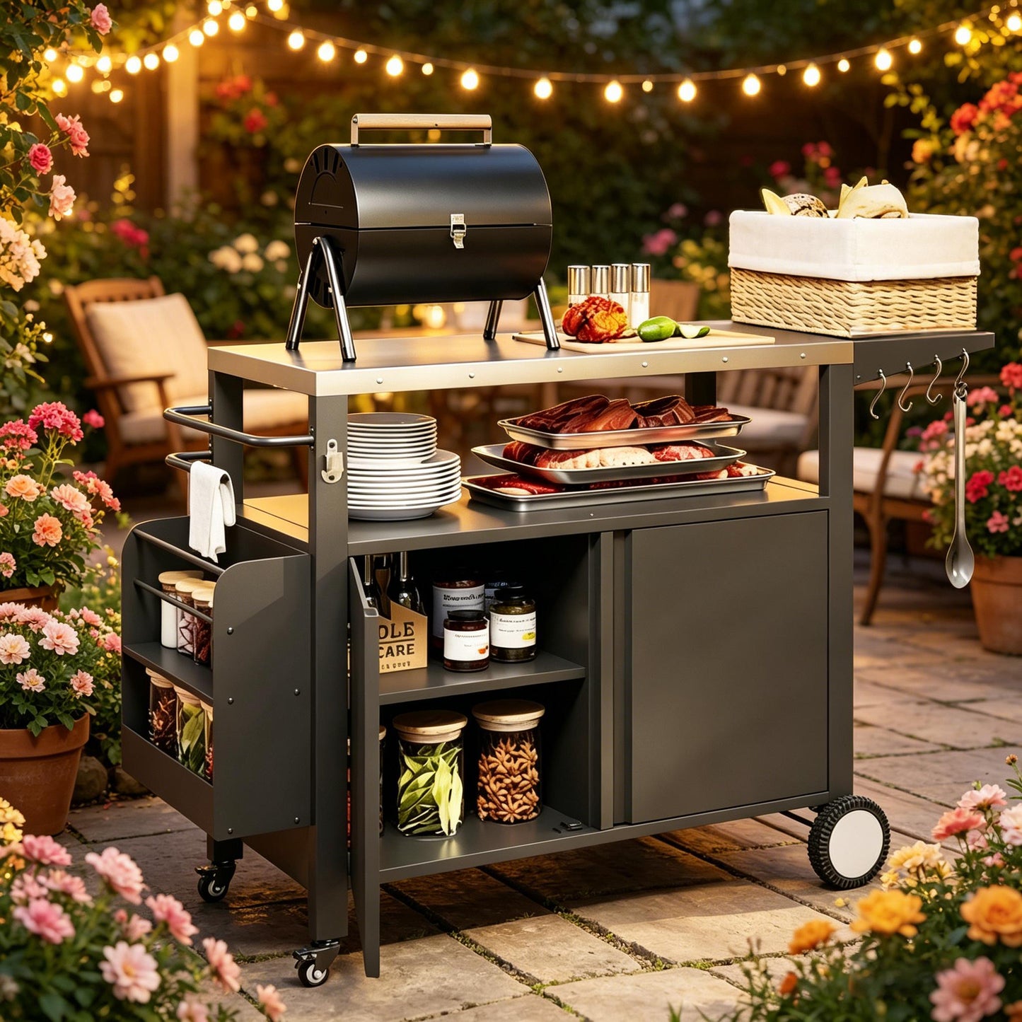 Movable Kitchen Island With Grill And Oven