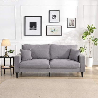 Modern Upholstered Resilience Three Seater Sofa gray ribbed fabric Unique Piece Furniture on Tampa Home & Garden Store