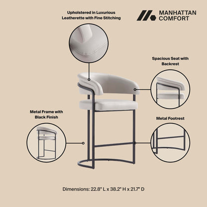 Augusta Counter Stool by HouseOfZazla, white leatherette upholstery and black metal frame 24–27 on Tampa Home & Garden Store