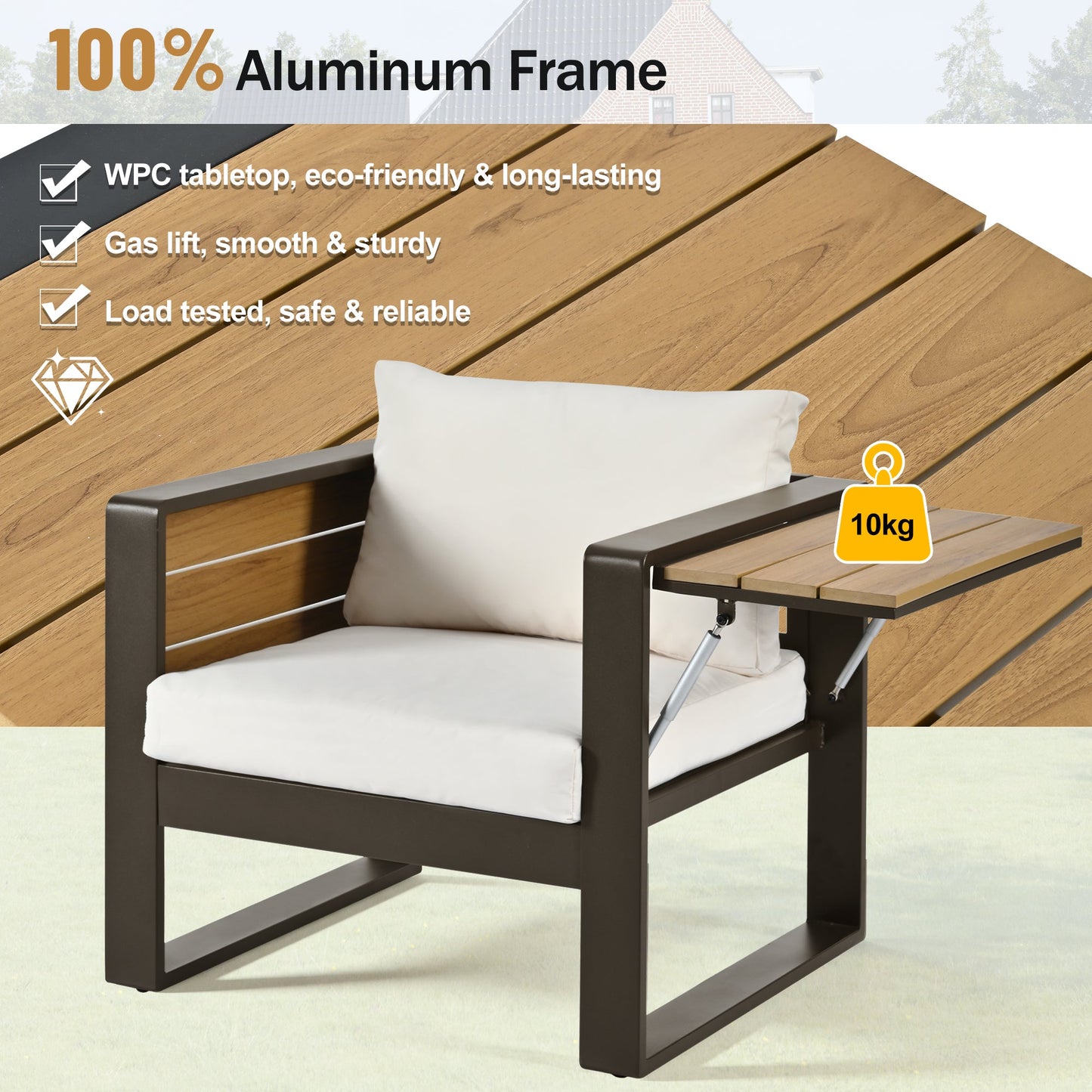 Four Piece Aluminum Outdoor Patio Set for Five