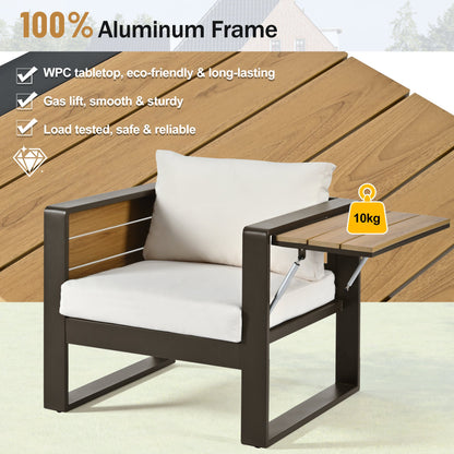 Four Piece Aluminum Outdoor Patio Set for Five