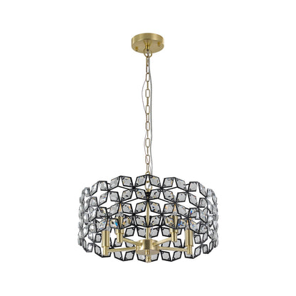 19in geometric crystal chandelier pendant in black gold finish with brass chain by HouseOfZazla on Tampa Home & Garden Store