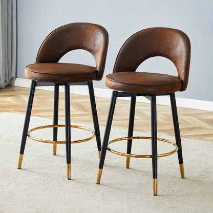 Upholstered Rotatable Bar Chair with Metal Legs