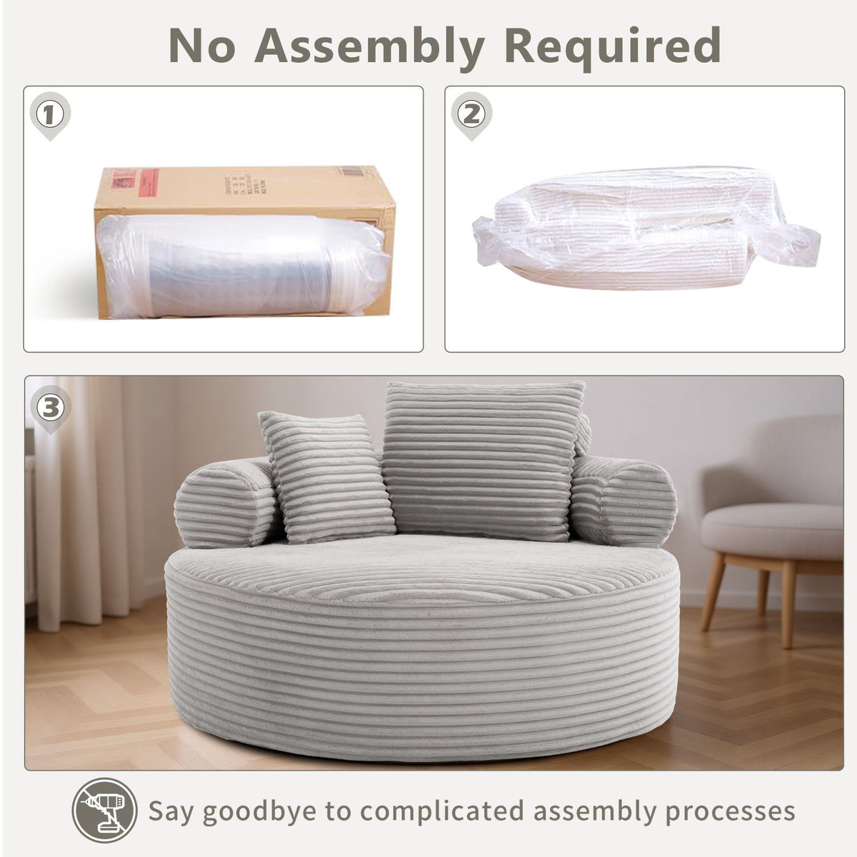Round Sofa Bed and Pillows for the Living Room