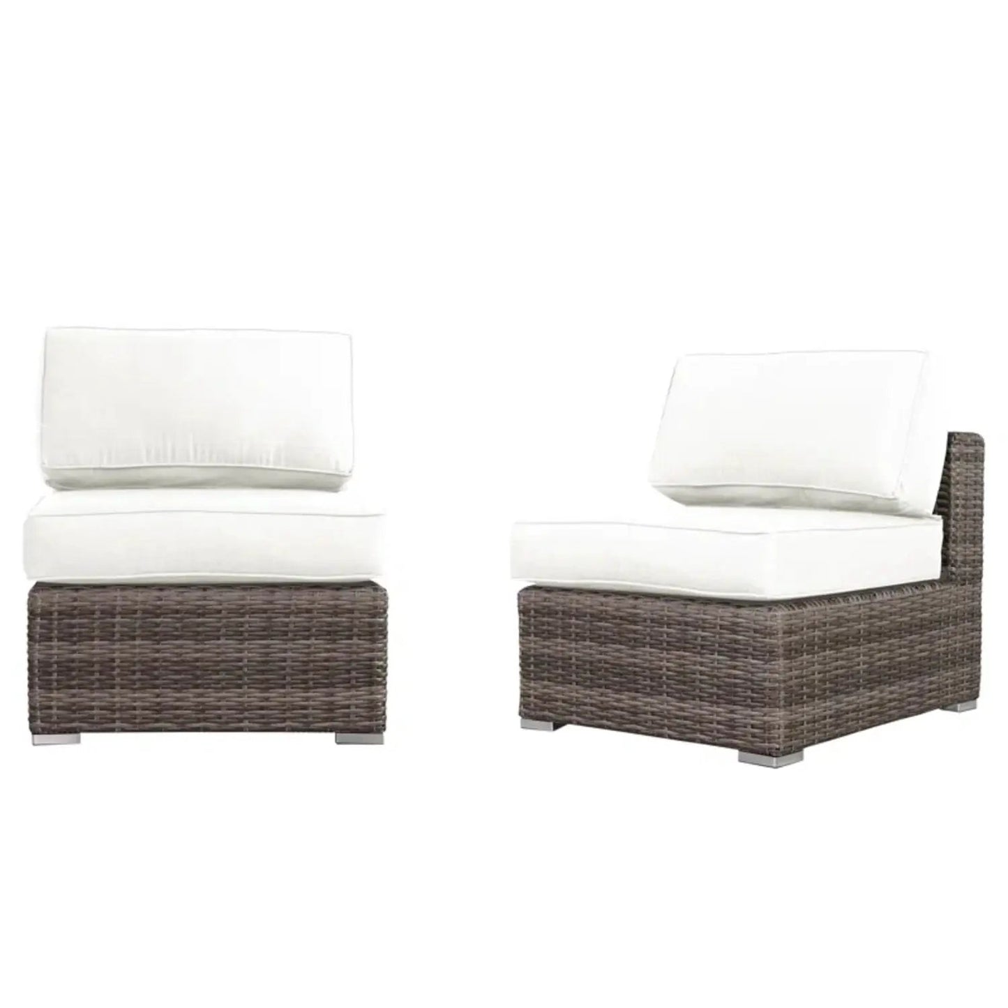 2 white wicker chairs with cushions on brown wicker frames by Unique Piece on Tampa Home & Garden Store