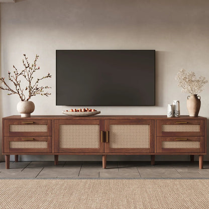TV Stand Media Console with 4 Drawers Dark Brown