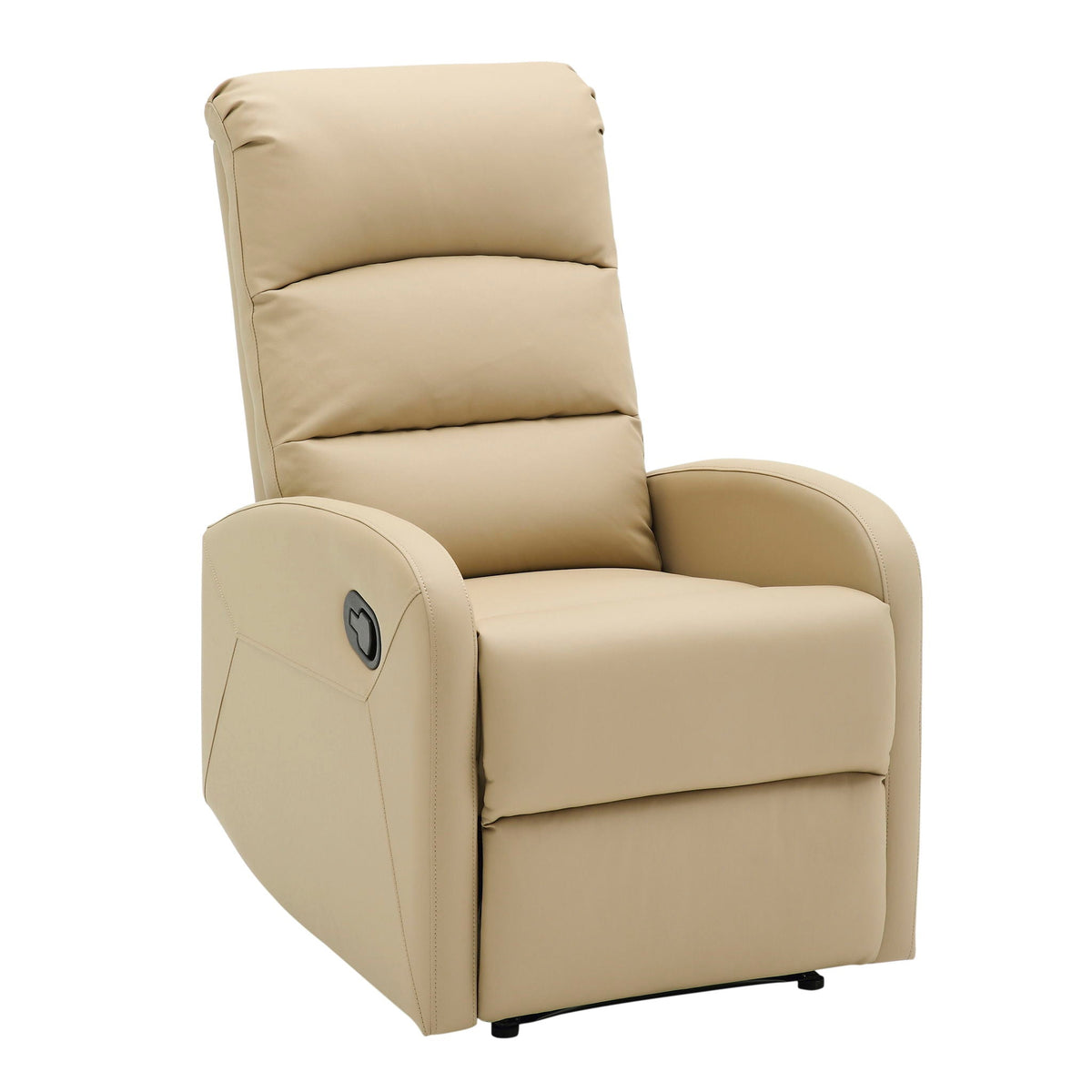 Dormi Contemporary Recliner Chair beige leather with padded back and arms by HouseOfZazla on Tampa Home & Garden Store