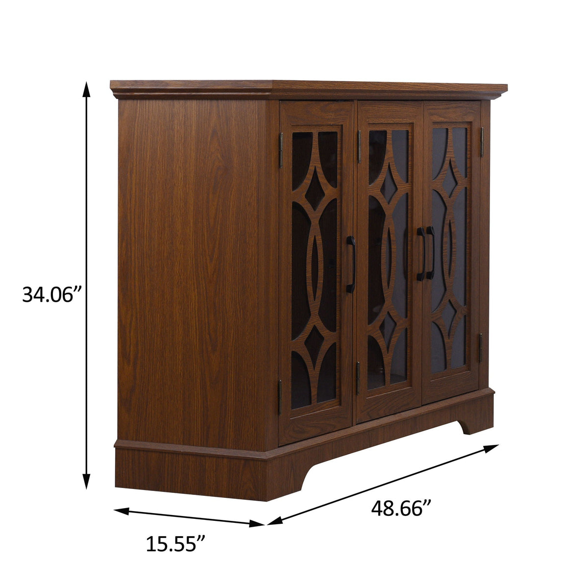 Modern sideboard with glass doors lattice panels in dark oak HouseOfZazla adjustable shelf on Tampa Home & Garden Store
