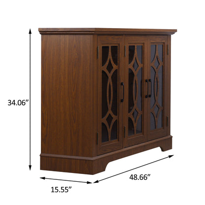 Modern sideboard with glass doors lattice panels in dark oak HouseOfZazla adjustable shelf on Tampa Home & Garden Store