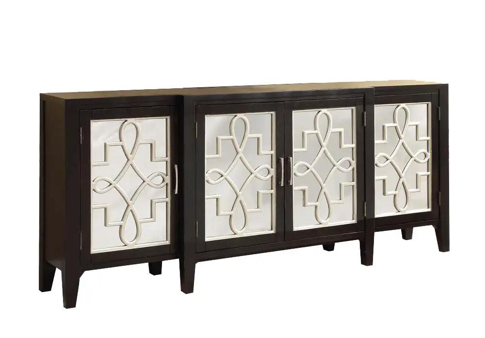 Kacia Console Cabinet dark espresso with cream fretwork doors by Unique Piece Furniture on Tampa Home & Garden Store