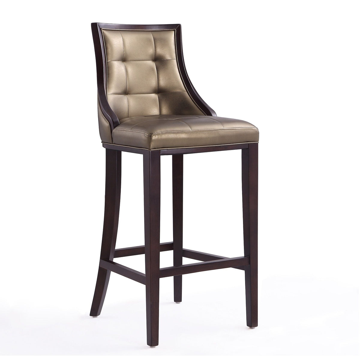 Bar height stool with solid wood dark frame and cream tufted upholstery HouseOfZazla on Tampa Home & Garden Store