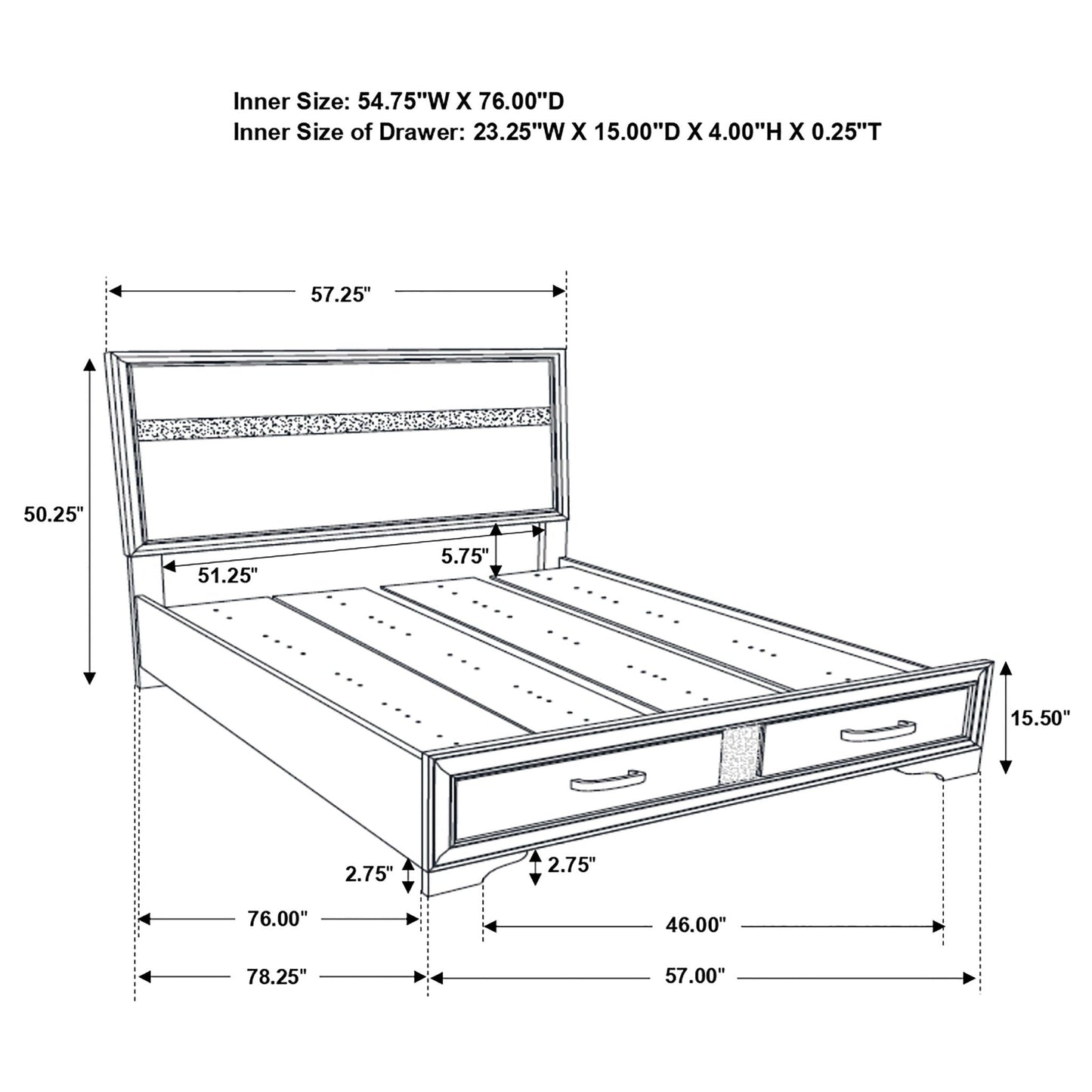 Urbana storage panel bed, HouseOfZazla platform bed frame with two under-bed drawers on Tampa Home & Garden Store