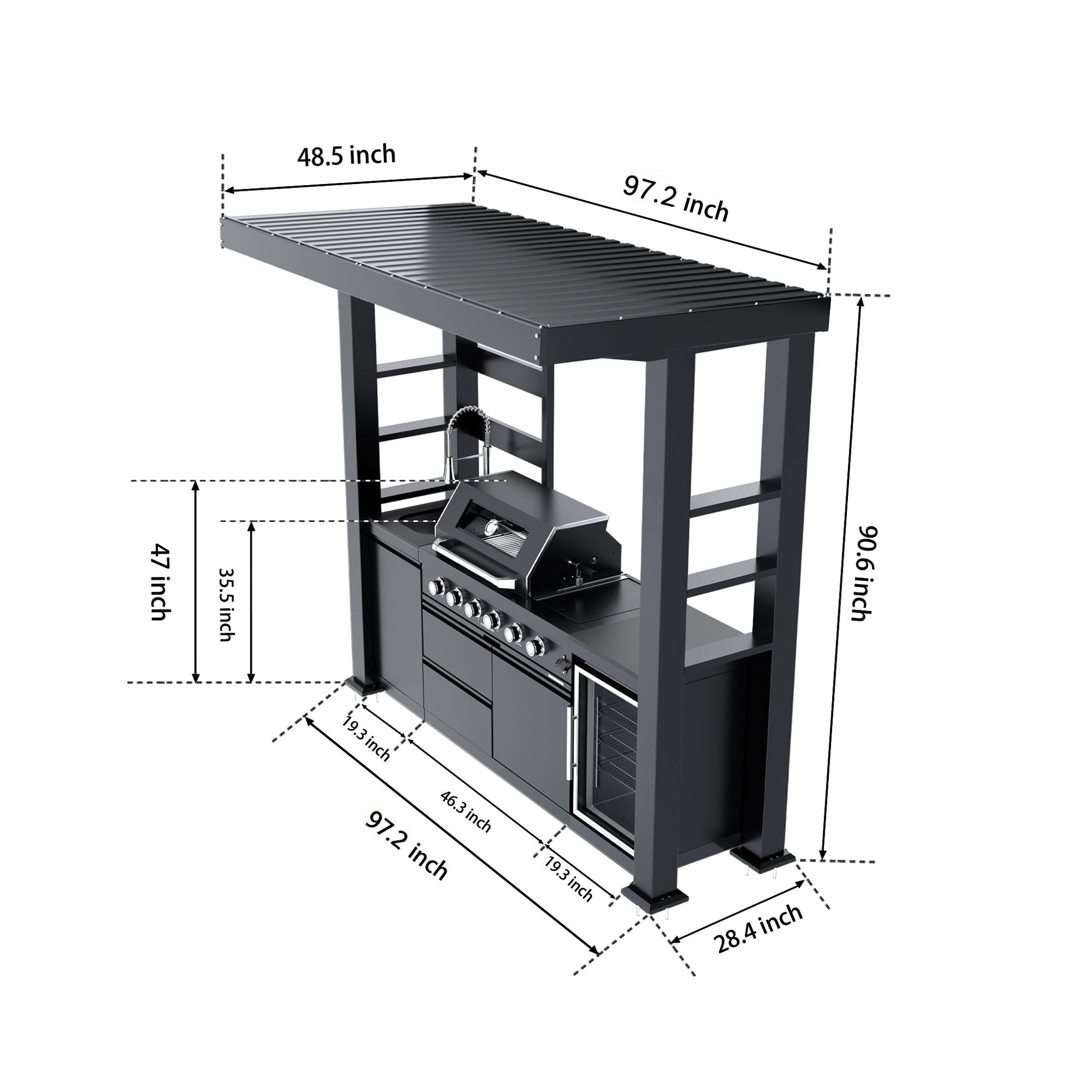 97-Inch 4-Burner Deluxe Stainless Steel Gas Outdoor Kitchen Grill by HouseOfZazla on Tampa Home & Garden Store